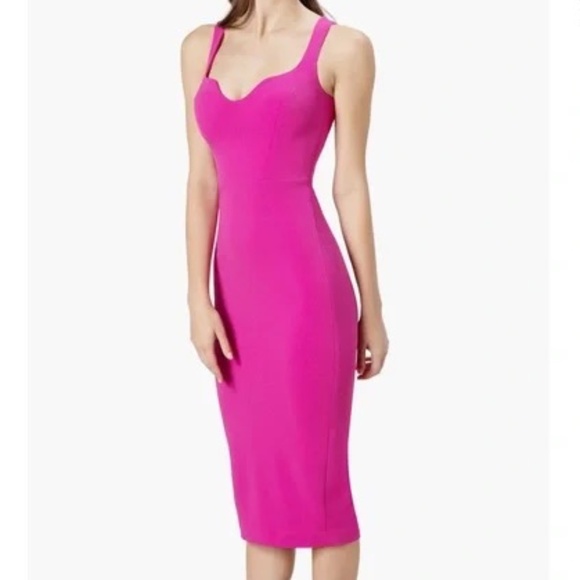 Dress the Population Hot Pink Sloane Midi Dress, Size Small - Picture 2 of 9
